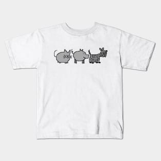 Cute Animals Cat Pig Dog Pixelart Kids T-Shirt